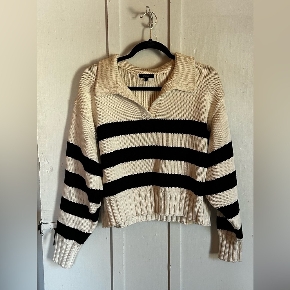 Quince 100% Organic Cropped Cotton Polo Sweater